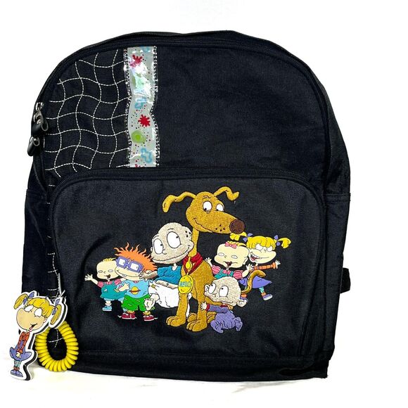 VTG Rugrats Embroidered Black Backpack EUC